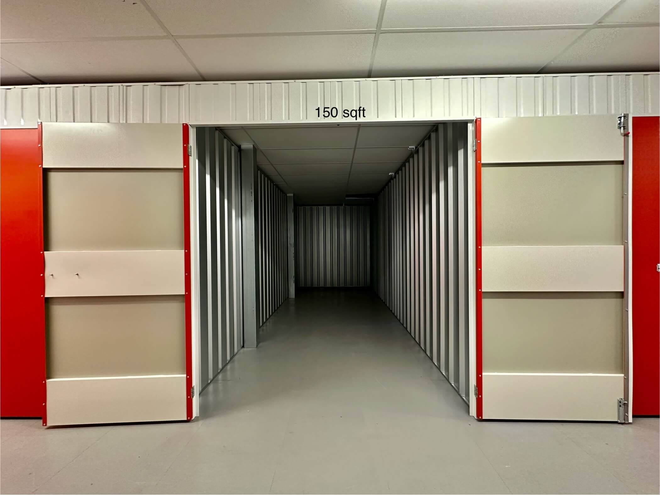 inside of a 150sq ft storage container